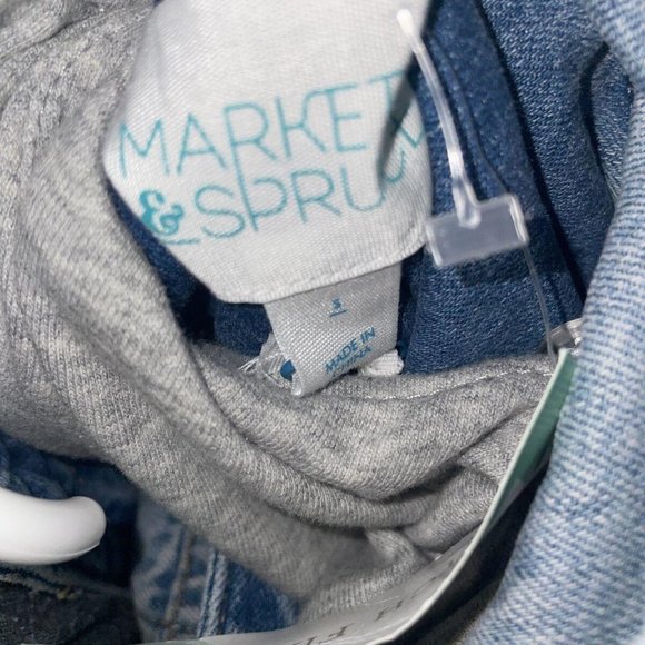 MARKET & SPRUCE Carlin French Terry Hood Denim Jacket in LIGHT BLUE sz S - NWT - Picture 3 of 10